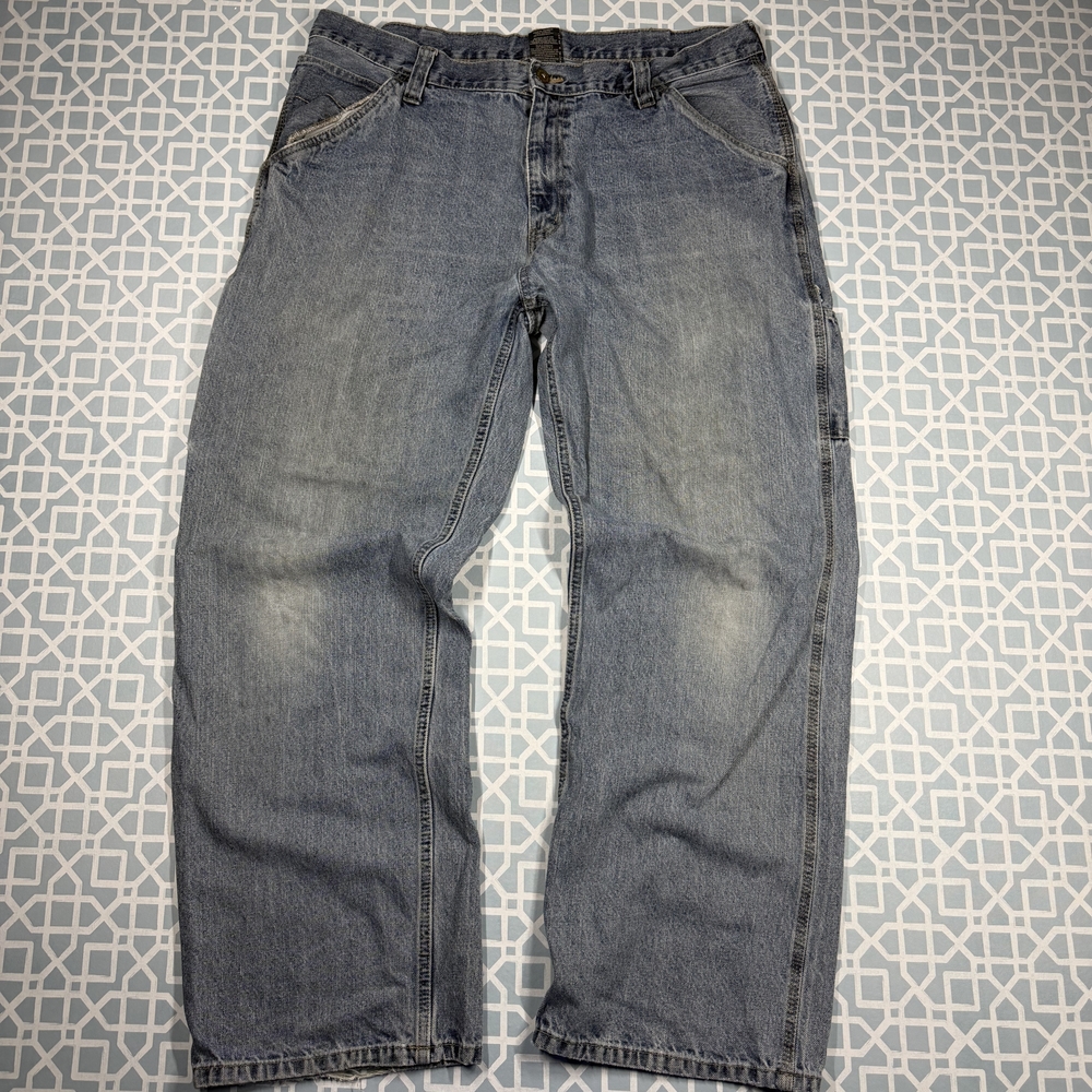 Vintage Faded Glory Blue Denim Baggy Carpenter Jeans Mens 38x30 inches